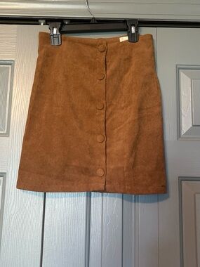 Altar'd State Brown Suede-Look Button Mini Skirt